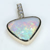 Natural Australian White Opal and Diamond Gold Pendant (10mm x 13mm) Code -EP06