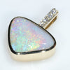 10k Gold - Solid White Opal - Natural Diamonds