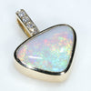 Natural Australian White Opal and Diamond Gold Pendant (10mm x 13mm) Code -EP06