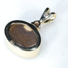 Natural Australian Boulder Opal and Diamond Gold Pendant ( 8mm x 11mm) Code -EP11