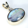 Natural Australian Boulder Opal and Diamond Gold Pendant ( 8mm x 11mm) Code -EP11