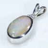 Sterling Silver- Solid Boulder Opal- Natural Diamond