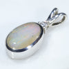 Natural Australian Boulder Opal and Diamond Silver Pendant with Silver Chain (10mm x 7mm)  Code -ESP31