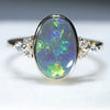 Natural Australian Black Opal and Diamond Gold Ring - Size 8 Code JGR787