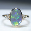 Natural Australian Black Opal and Diamond Gold Ring - Size 8 Code JGR787