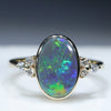 Natural Australian Black Opal and Diamond Gold Ring - Size 8 Code JGR787