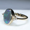 Natural Australian Black Opal and Diamond Gold Ring - Size 8 Code JGR787