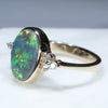 10k Gold - Solid Black Opal - Natural Diamonds