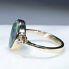 Natural Australian Black Opal and Diamond Gold Ring - Size 8 Code JGR787