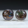 Natural Australian Boulder Matrix Opal Silver Studs