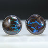 Australian Boulder Opal Matrix Silver Earrings (8mm x 8mm) Code - SE424