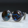 Australian Boulder Opal Matrix Silver Earrings (8mm x 8mm) Code - SE424