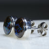 Australian Boulder Opal Matrix Silver Earrings (8mm x 8mm) Code - SE424