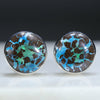 Natural Australian Boulder Matrix Opal Silver Studs
