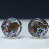 Natural Australian Boulder Opal Matrix Silver Studs