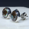 Australian Boulder Opal Matrix Silver Earrings (8.5mm x 8.5mm) Code - SE436