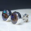 Australian Boulder Opal Matrix Silver Earrings (8mm x 8mm) Code - SE426