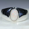 Natural Australian White Opal Silver Men's Ring