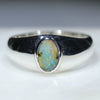 Natural Australian Boulder Opal Silver Men's Ring