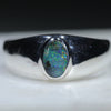 Natural Australian Boulder Opal Silver Men's Ring