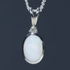 Natural Australian White Opal Silver and Diamond Pendant