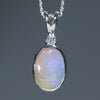 Natural Australian Boulder Opal Silver and Diamond Pendant