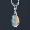 Natural Australian Boulder Opal Silver and Diamond Pendant