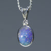 Natural Australian Boulder Opal Silver and Diamond Pendant