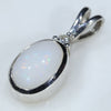 Sterling Silver - Solid White Opal - Natural Diamond