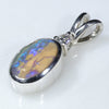 Sterling Silver - Solid boulder Opal - Natural Diamond