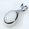 Sterling Silver - Solid White Opal - Natural Diamond