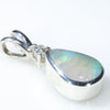 Natural Australian Boulder Opal and Diamond Silver Pendant with Silver Chain (9mm x 6.5mm) Code - ESP05