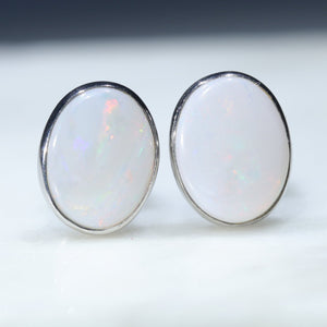 Natural Australian White Opal Studs Earrings