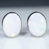 Natural Australian Solid White Opal Studs