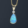 Natural Australian Boulder Opal gold and Diamond Pendant