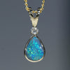 Natural Australian Boulder Opal Gold and Diamond Pendant