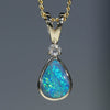 Beautiful Solid Queensland Boulder Opal Gold and Diamond Pendant