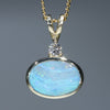 natural Australian Boulder Opal Gold and Diamond Pendant
