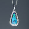 Natural Black Opal White Gold Pendant