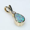 Natural Australian Boulder Opal and Diamond 18K Gold Pendant (6mm x 4.5mm) Code -EP27
