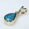Natural Australian Boulder Opal and Diamond 18K Gold Pendant (7mm x 5mm) Code -EP30