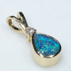 Natural Australian Boulder Opal and Diamond 18K Gold Pendant (7mm x 5mm) Code -EP30