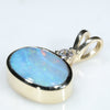 Natural Australian Boulder Opal and Diamond Gold Pendant (7.5mm x 11mm) Code -EP19