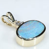 Natural Australian Boulder Opal and Diamond Gold Pendant (7.5mm x 11mm) Code -EP19