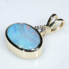 10k Gold - Solid Boulder Opal - Natural Diamond