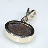 Natural Australian Boulder Opal and Diamond Gold Pendant (7.5mm x 11mm) Code -EP19
