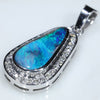 14k White Gold - Solid Black Opal - Natural Diamonds