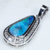 Natural Australian Black Opal and Diamond 14k White Gold Pendant (13mm x 6.5mm) Code -EP37