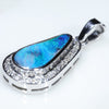 Natural Australian Black Opal and Diamond 14k White Gold Pendant (13mm x 6.5mm) Code -EP37