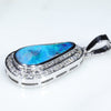 Natural Australian Black Opal and Diamond 14k White Gold Pendant (13mm x 6.5mm) Code -EP37